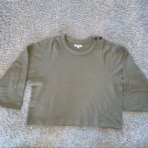 Madewell Shoulder-Button Elbow-Patch Top Green Size Medium